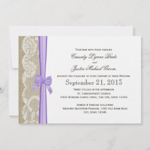 Romantic Lace and Bow Wedding Invitation