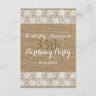 Romantic Lace and burlap 30th Birthday Party I Invitation