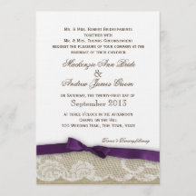 Romantic Lace and Dark Purple Bow Wedding