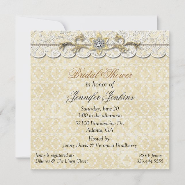 Romantic Lace Bridal Shower Invitation (Front)