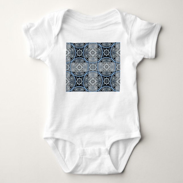 Romantic Lace: Bright Abstract Print. Baby Bodysuit (Front)