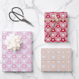 Romantic Lace Hearts Valentine's Day Wrapping Paper Sheet