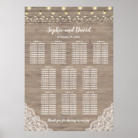 Romantic Lace String Lights Wedding Seating Chart