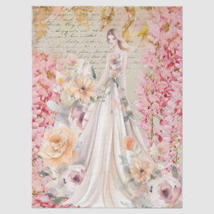 Romantic Lady In Floral Dress Decoupage Paper