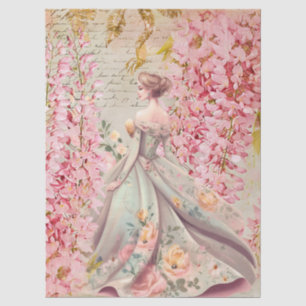 Romantic Lady In Floral Dress Decoupage Paper