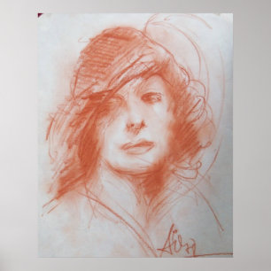 ROMANTIC LADY/ Sepia Brown Poster