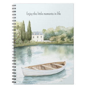 Romantic Lake Row Boat Enjoy Moments   Notebook