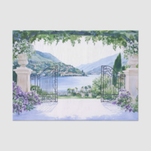 Romantic Lake View Garden Gates Italy Tissue Paper
