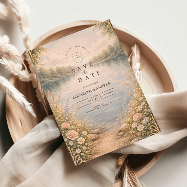 Romantic Lake Wildflower Forest Wedding Save The Date (Creator Uploaded)