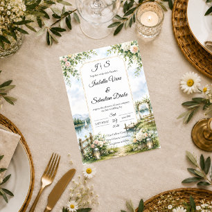 Romantic Lakeside Garden Elegance Wedding Invitation