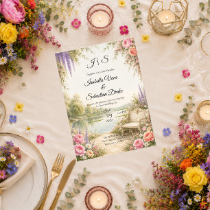 Romantic Lakeside Garden Serenity Wedding Invitation