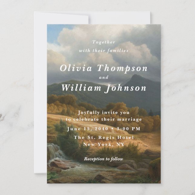 Romantic Landscape Painting Wedding Invitation (Front)