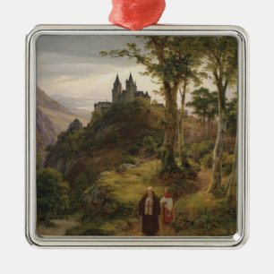 Romantic Landscape with Monastery Complex Metal Tree Decoration
