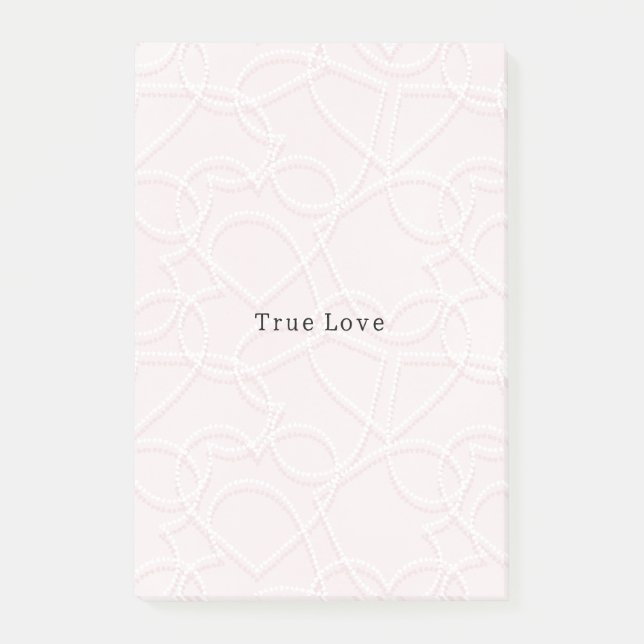 Romantic Large White Hearts Pink Valentine's Day Post-it Notes (Front)
