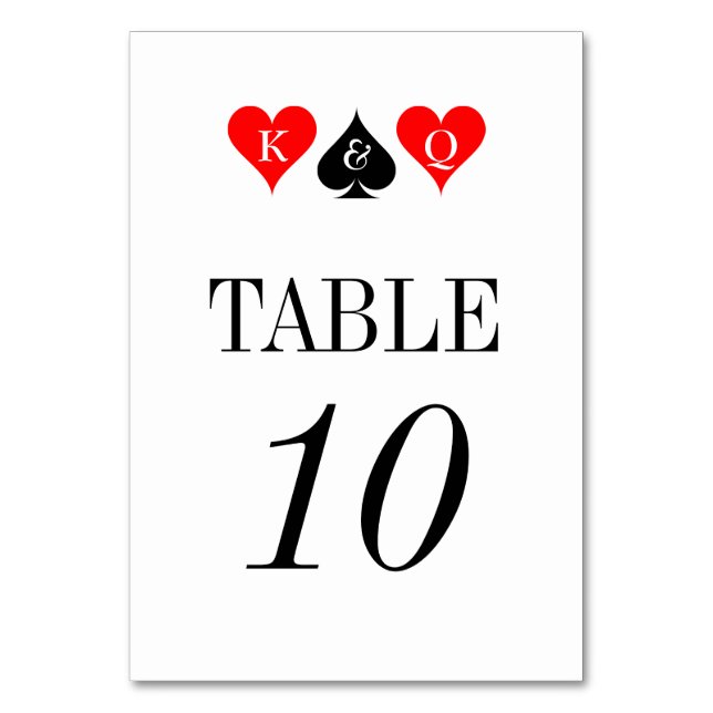 Romantic Las Vegas wedding table number cards (Front)
