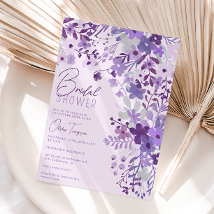 Romantic lavende wild flowers spring bridal shower invitation