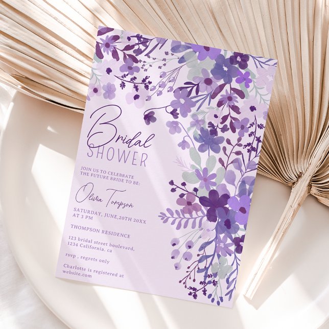 Romantic lavende wild flowers spring bridal shower invitation (Creator Uploaded)