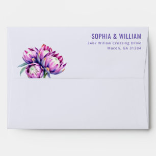 Romantic Lavender Floral Protea Envelope