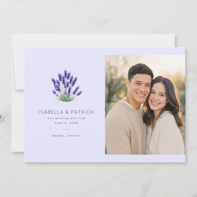 Romantic Lavender Floral Save The Date (Front)