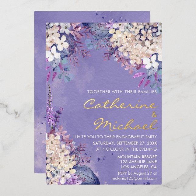 Romantic Lavender Floral Spring Engagement Party (Front/Back)