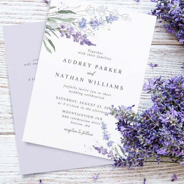 Romantic Lavender Floral w/ Details Wedding Invitation (Creator Uploaded)