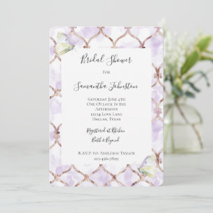 Romantic Lavender Green Butterflies Bridal Shower Invitation
