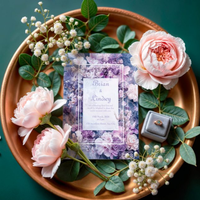 Romantic Lavender & Marble Floral Wedding  Invitation (Creator Uploaded)