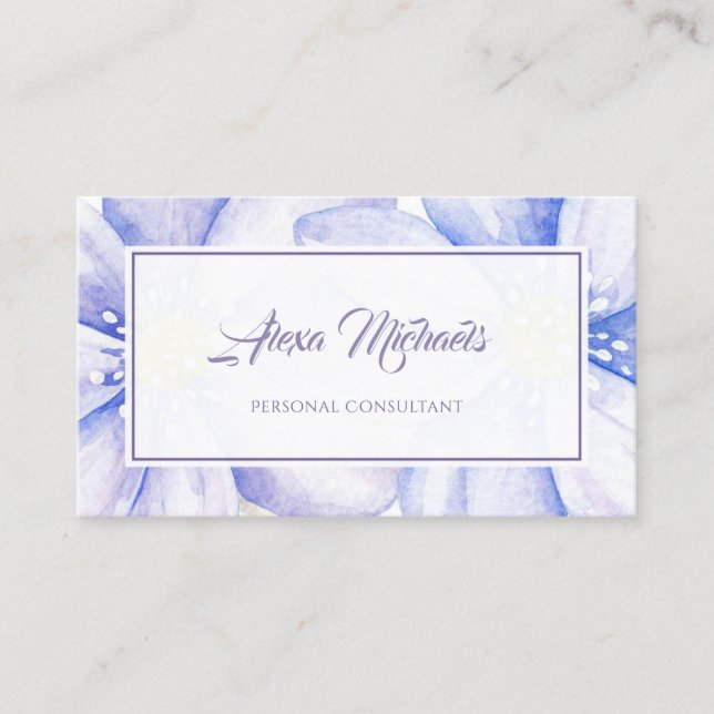 Romantic Lavender Purple Floral Watercolor Flowers Business Card (Front)
