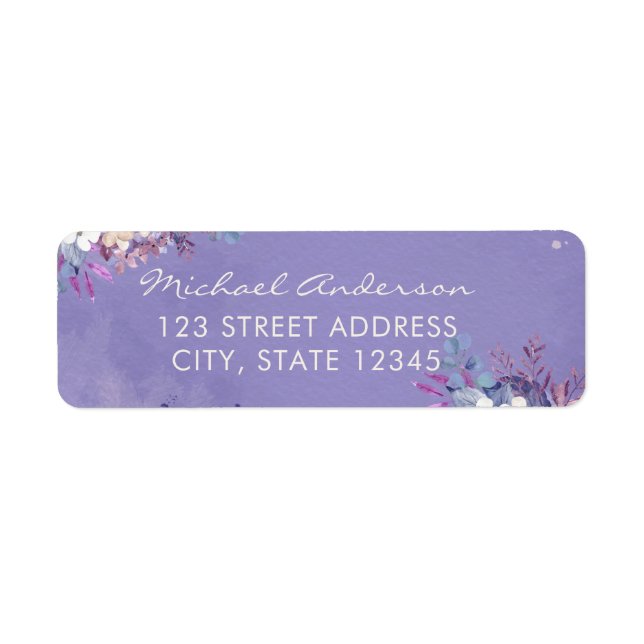 Romantic Lavender Watercolor Floral Spring Wedding (Front)