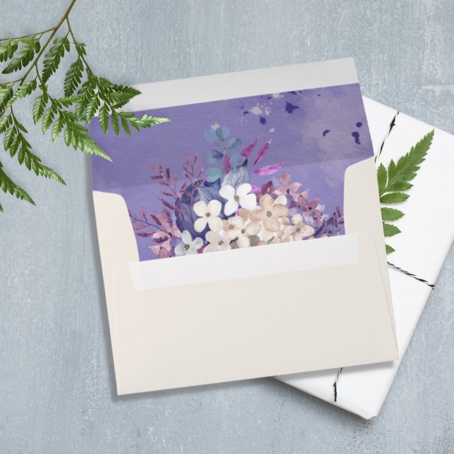 Romantic Lavender Watercolor Floral Spring Wedding Envelope (Creator Uploaded)