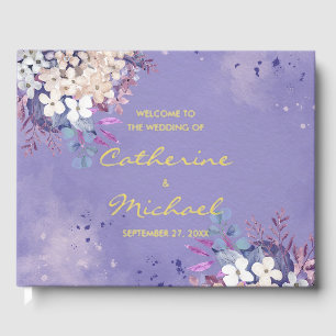 Romantic Lavender Watercolor Floral Spring Wedding Guest Book