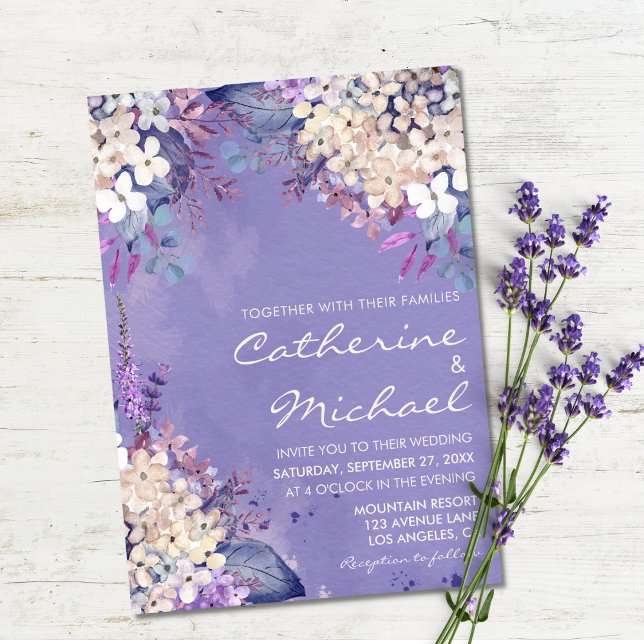 Romantic Lavender Watercolor Floral Spring Wedding Invitation (Creator Uploaded)