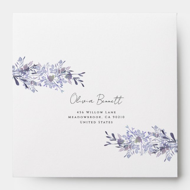 Romantic Lavender Watercolor Wedding Envelope (Front)