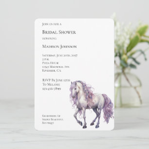 Romantic Lavender White Horse Bridal Shower Invitation