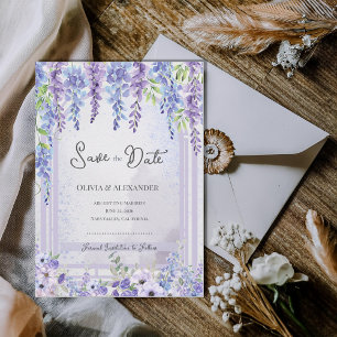 Romantic Lavender Wisteria Save the Date Announcement