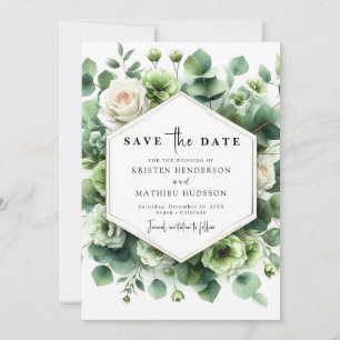Romantic Leaf Eucalyptus Digital Wedding Save The Date