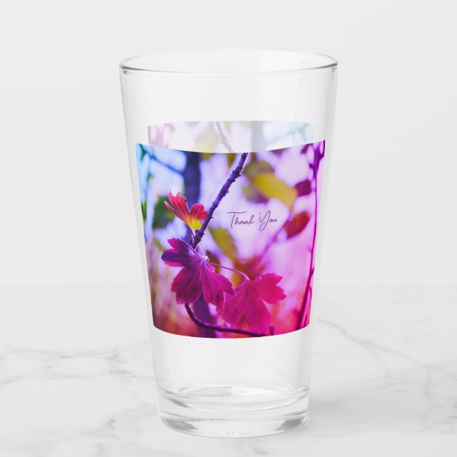 Romantic Leaves Boho – Botanical Fantasy Thank You Glass (Front)