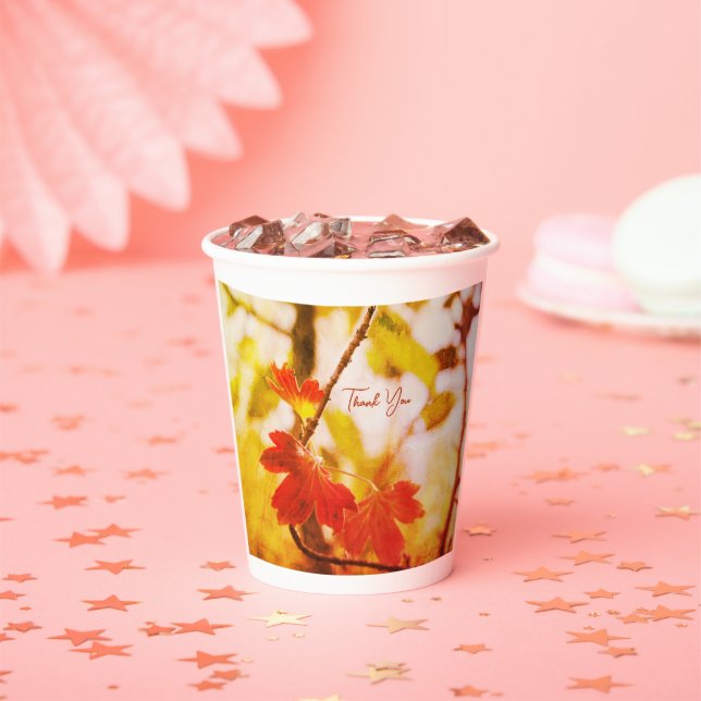 Romantic Leaves Boho – Botanical Fantasy Thanks Paper Cups (Insitu)