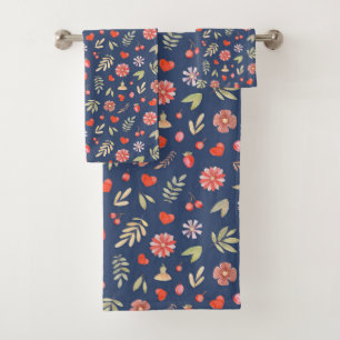Romantic Leaves & Flowers  Bath Towel Set