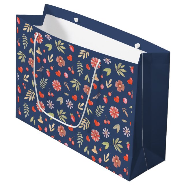Romantic Leaves & Flowers  Large Gift Bag (Front Angled)