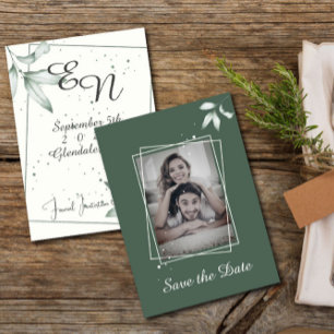 Romantic Leaves Save the Date Photo Invitation