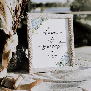 Romantic Light Blue Floral Love Is Sweet Sign