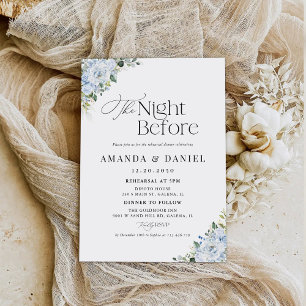 Romantic Light Blue Floral Rehearsal Dinner Invitation