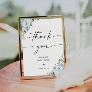 Romantic Light Blue Floral Thank You Sign