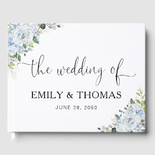  Romantic Light Blue Floral Wedding  Guest Book