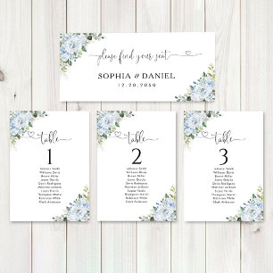 Romantic Light Blue Floral Wedding Head Table Sign