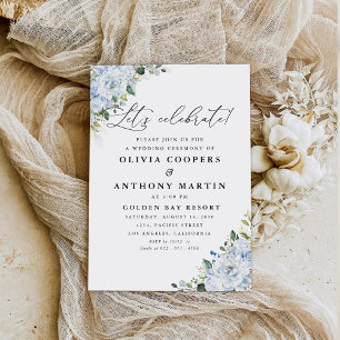 Romantic Light Blue Floral Wedding Invitation