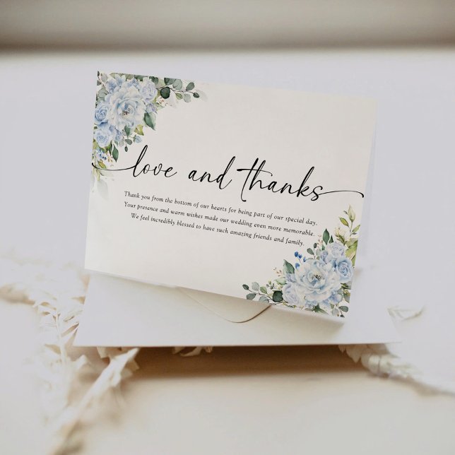 Romantic Light Blue Floral Wedding Thank You Card (Creator Uploaded)