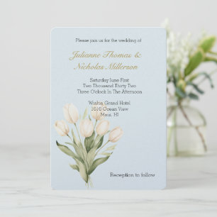 Romantic Light Blue Tulips Floral Wedding Invitation