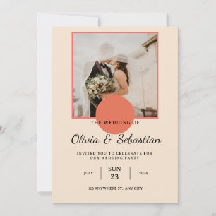 Romantic Light Grayish Orange Photo Wedding Invita Invitation